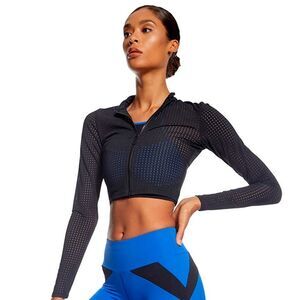 Boom Athletica Women's Perforated Crop Jacket Black Size S Casual